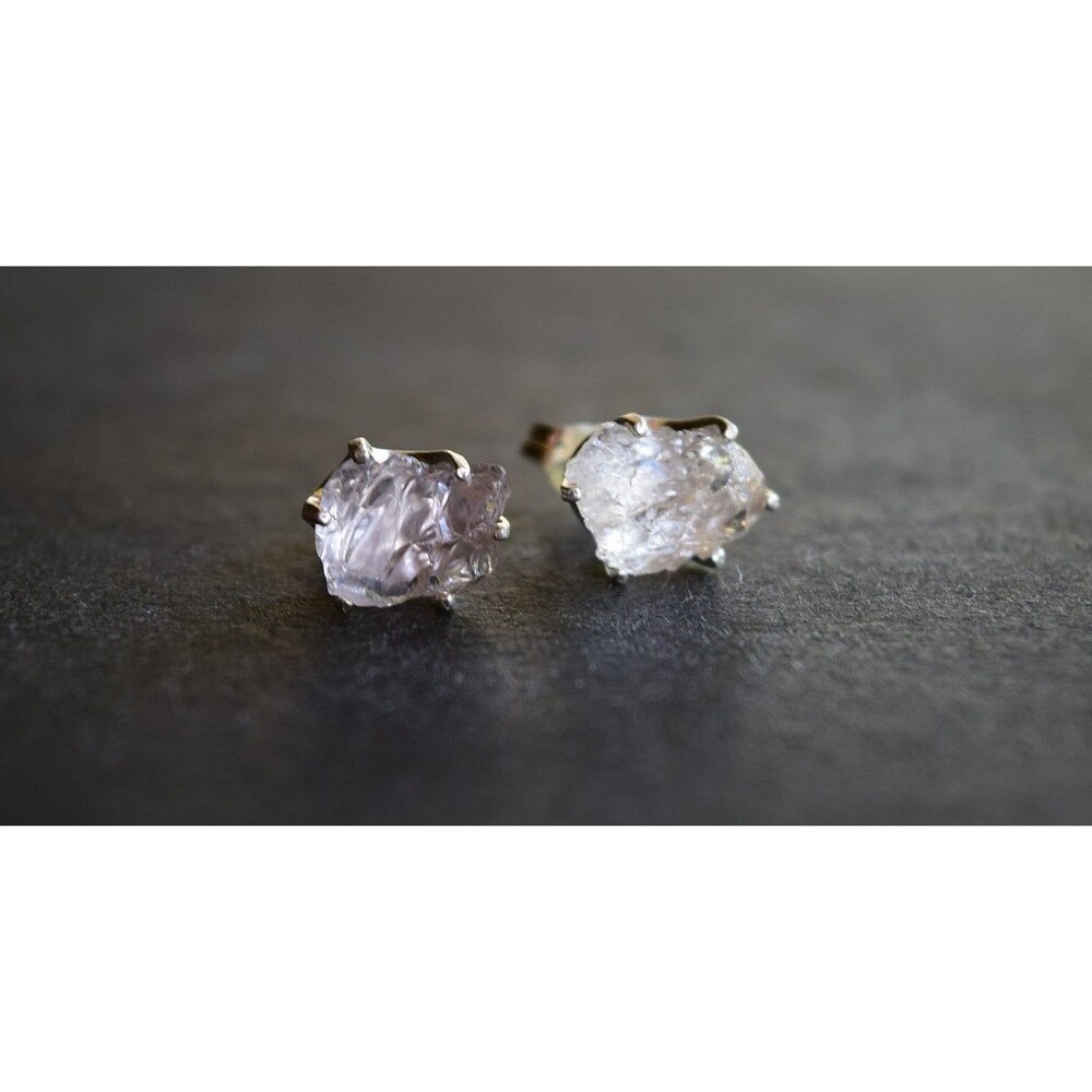 Lake County diamond earrings, 925 sterling silver, raw gemstones